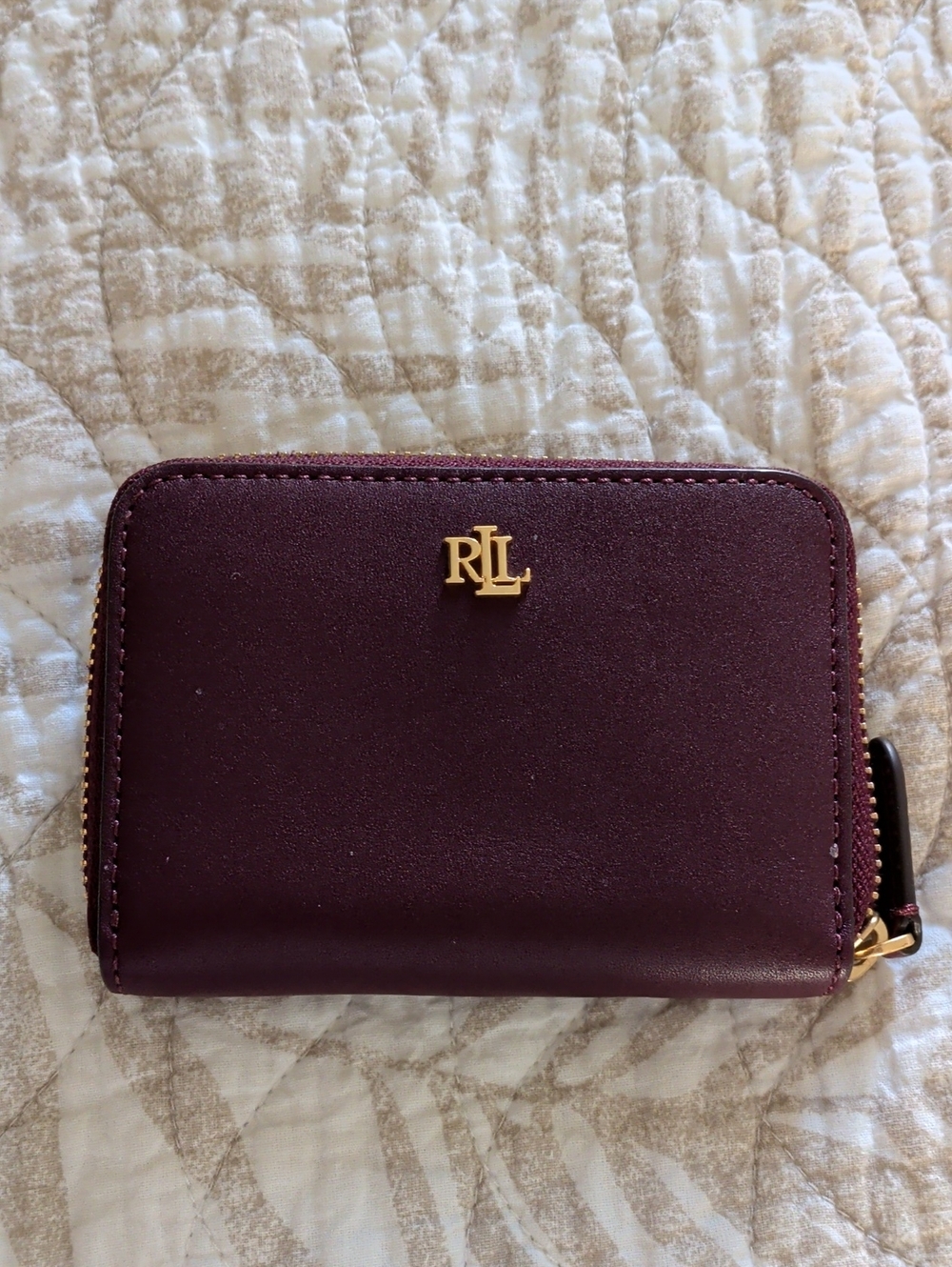 Signature Small Zip Wallet - Burgundy